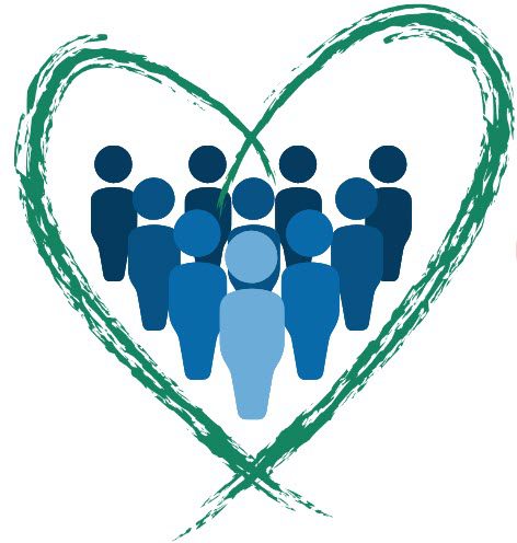 Group of people inside green heart outline.